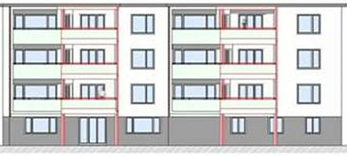 Neue Balkone an einem Mehrfamilienhaus in Luzern, Fassadenansicht